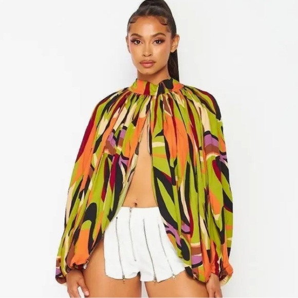 ROMANTIC PRINT PUFF TOP - Picture 4 of 4